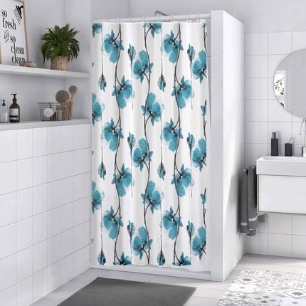Tenda moderna per doccia vasca da bagno impermeabile pvc 12 ganci decorazione fiori blu 200x180 cm o 200x240 cm - enzoled