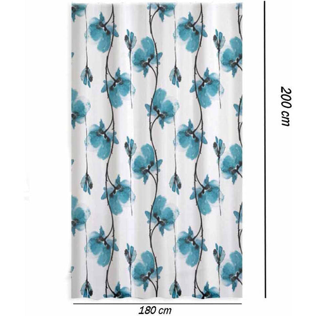 Tenda moderna per doccia vasca da bagno impermeabile pvc 12 ganci decorazione fiori blu 200x180 cm o 200x240 cm - enzoled