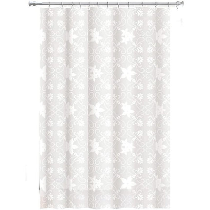 Tenda per doccia vasca da bagno bianca impermeabile pvc 12 ganci decorata con fiori da 200x180 cm e 200x240 cm - enzoled