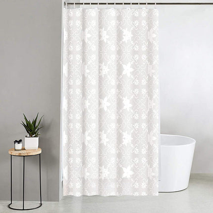 Tenda per doccia vasca da bagno bianca impermeabile pvc 12 ganci decorata con fiori da 200x180 cm e 200x240 cm - enzoled