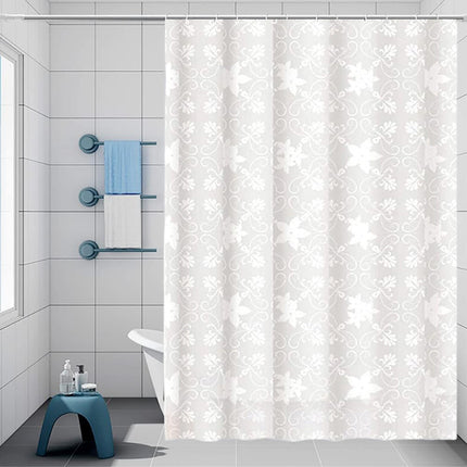 Tenda per doccia vasca da bagno bianca impermeabile pvc 12 ganci decorata con fiori da 200x180 cm e 200x240 cm - enzoled