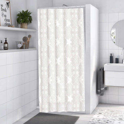 Tenda per doccia vasca da bagno bianca impermeabile pvc 12 ganci decorata con fiori da 200x180 cm e 200x240 cm - enzoled