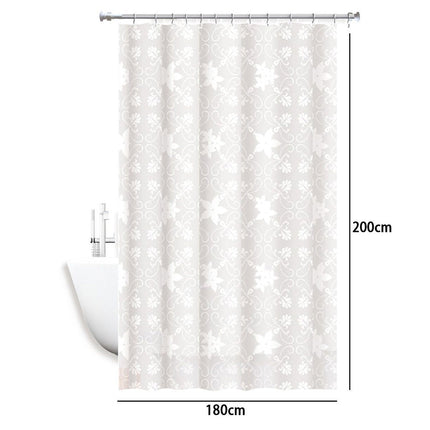 Tenda per doccia vasca da bagno bianca impermeabile pvc 12 ganci decorata con fiori da 200x180 cm e 200x240 cm - enzoled