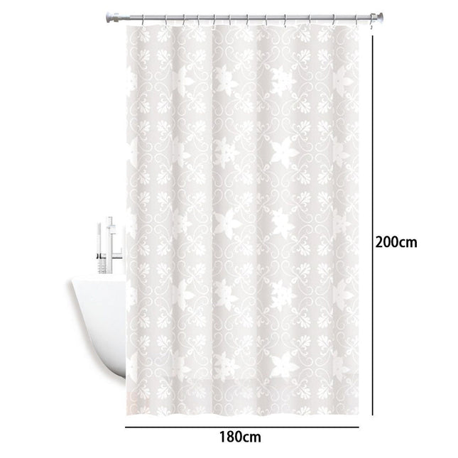 Tenda per doccia vasca da bagno bianca impermeabile pvc 12 ganci decorata con fiori da 200x180 cm e 200x240 cm - enzoled