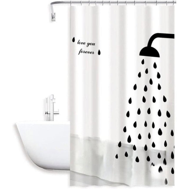 Tenda moderna per doccia vasca da bagno impermeabile pvc 12 ganci con decorato con soffione doccia 180x180 cm - enzoled