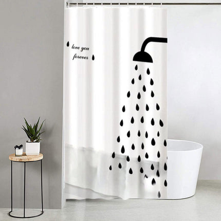 Tenda moderna per doccia vasca da bagno impermeabile pvc 12 ganci con decorato con soffione doccia 180x180 cm - enzoled
