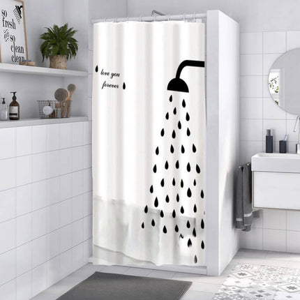 Tenda moderna per doccia vasca da bagno impermeabile pvc 12 ganci con decorato con soffione doccia 180x180 cm - enzoled