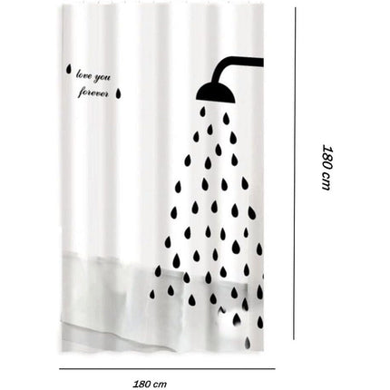 Tenda moderna per doccia vasca da bagno impermeabile pvc 12 ganci con decorato con soffione doccia 180x180 cm - enzoled