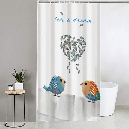 Tenda moderna per doccia vasca da bagno impermeabile pvc 12 ganci con decorazione di uccelli e cuore 180x180 cm - enzoled