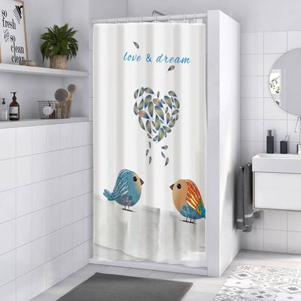 Tenda moderna per doccia vasca da bagno impermeabile pvc 12 ganci con decorazione di uccelli e cuore 180x180 cm - enzoled