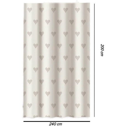 Tenda moderna per doccia vasca da bagno impermeabile pvc 12 ganci decorata con cuori 200x240 cm - enzoled