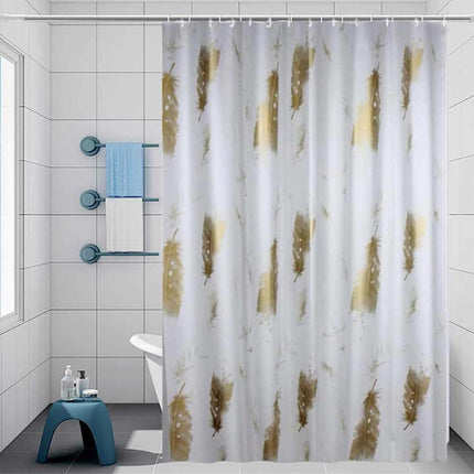 Tenda moderna per doccia vasca da bagno impermeabile pvc 12 ganci decorata con foglie oro 200x180 cm - enzoled