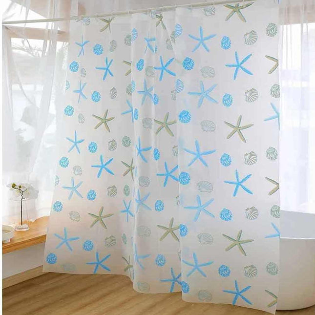 Tenda moderna per doccia vasca da bagno impermeabile pvc 12 ganci decorata con stelle marine 200x240 cm - enzoled