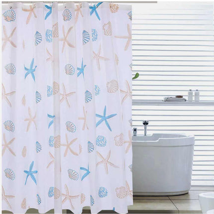 Tenda moderna per doccia vasca da bagno impermeabile pvc 12 ganci decorata con stelle marine 200x240 cm - enzoled