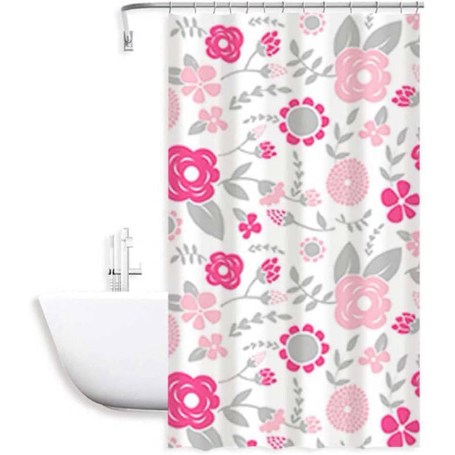 Tenda moderna per doccia vasca da bagno impermeabile pvc 12 ganci decorazione fiori rosa 200x240 cm - enzoled