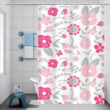 Tenda moderna per doccia vasca da bagno impermeabile pvc 12 ganci decorazione fiori rosa 200x240 cm - enzoled