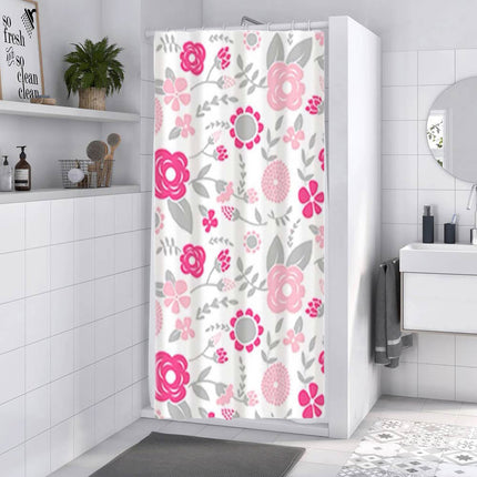 Tenda moderna per doccia vasca da bagno impermeabile pvc 12 ganci decorazione fiori rosa 200x240 cm - enzoled
