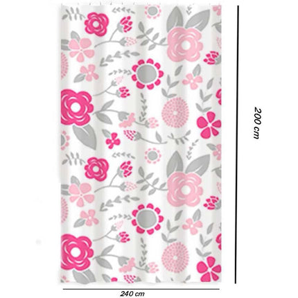 Tenda moderna per doccia vasca da bagno impermeabile pvc 12 ganci decorazione fiori rosa 200x240 cm - enzoled
