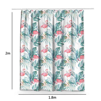 Tenda moderna per doccia vasca da bagno impermeabile pvc 12 ganci decorazione foglie e fenicotteri 200x180 cm - enzoled