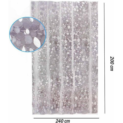 Tenda moderna per doccia vasca da bagno impermeabile pvc 12 ganci effetto pavimentazione ciottoli 200x240 cm - enzoled