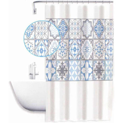 Tenda moderna per doccia vasca da bagno impermeabile pvc 12 ganci stile Maiorca 180x180 cm - enzoled