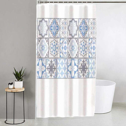 Tenda moderna per doccia vasca da bagno impermeabile pvc 12 ganci stile Maiorca 180x180 cm - enzoled