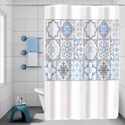 Tenda moderna per doccia vasca da bagno impermeabile pvc 12 ganci stile Maiorca 180x180 cm - enzoled