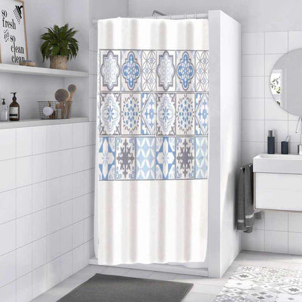 Tenda moderna per doccia vasca da bagno impermeabile pvc 12 ganci stile Maiorca 180x180 cm - enzoled