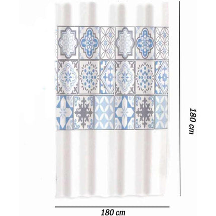 Tenda moderna per doccia vasca da bagno impermeabile pvc 12 ganci stile Maiorca 180x180 cm - enzoled