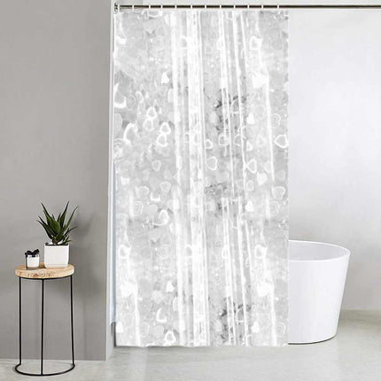 Tenda moderna per doccia vasca da bagno impermeabile pvc bianco trasparente con 12 ganci effetto 3D con cuori 200x180 cm - enzoled