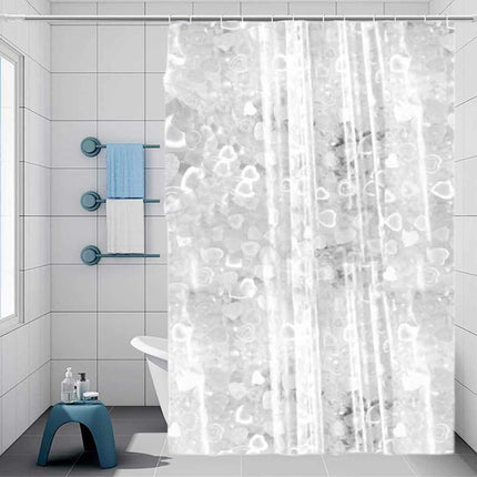 Tenda moderna per doccia vasca da bagno impermeabile pvc bianco trasparente con 12 ganci effetto 3D con cuori 200x180 cm - enzoled
