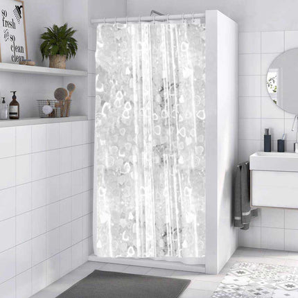 Tenda moderna per doccia vasca da bagno impermeabile pvc bianco trasparente con 12 ganci effetto 3D con cuori 200x180 cm - enzoled