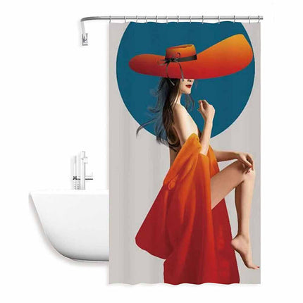 Tenda per doccia vasca da bagno impermeabile in tessuto12 ganci anelli decorata con una donna sexy 200x180 cm - enzoled