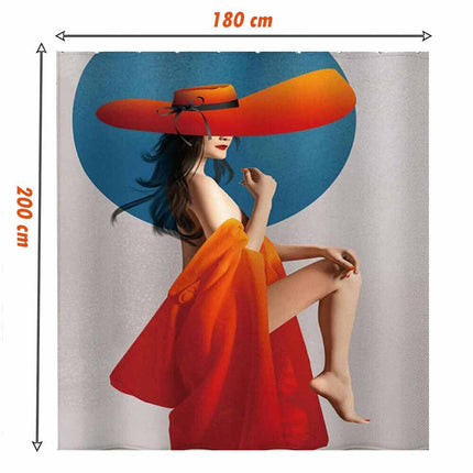 Tenda per doccia vasca da bagno impermeabile in tessuto12 ganci anelli decorata con una donna sexy 200x180 cm - enzoled
