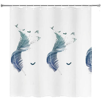 Tenda per doccia vasca da bagno impermeabile pvc 12 ganci con fondo bianco decorata con piume 240x200 cm - enzoled