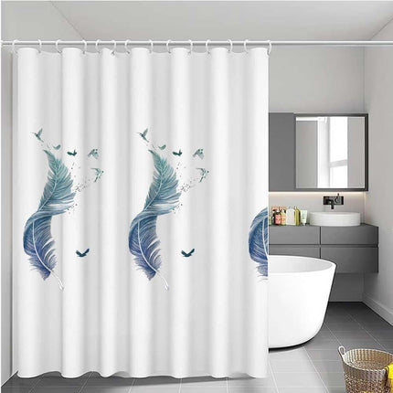 Tenda per doccia vasca da bagno impermeabile pvc 12 ganci con fondo bianco decorata con piume 240x200 cm - enzoled