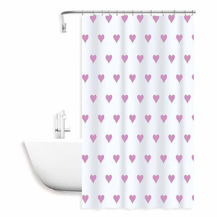 Tenda per doccia vasca da bagno impermeabile pvc 12 ganci decorata con cuori rosa 180x200 cm - enzoled