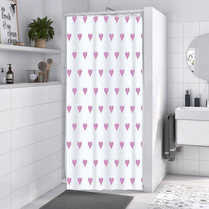 Tenda per doccia vasca da bagno impermeabile pvc 12 ganci decorata con cuori rosa 180x200 cm - enzoled