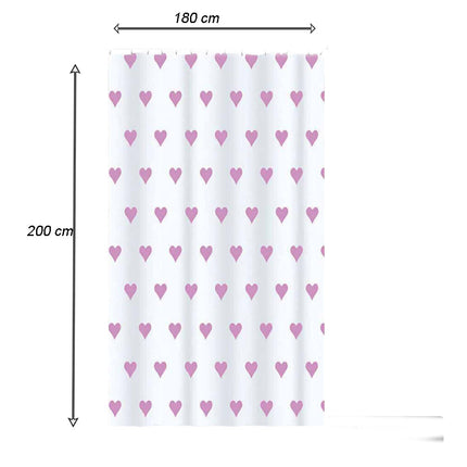 Tenda per doccia vasca da bagno impermeabile pvc 12 ganci decorata con cuori rosa 180x200 cm - enzoled