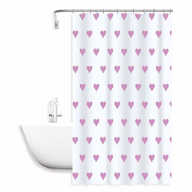 Tenda per doccia vasca da bagno impermeabile pvc 12 ganci decorata con cuori rosa 200x240 cm - enzoled