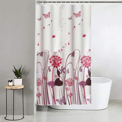 Tenda per doccia vasca da bagno impermeabile pvc 12 ganci decorata con fiori e farfalle 200x180 cm - enzoled