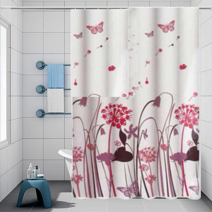 Tenda per doccia vasca da bagno impermeabile pvc 12 ganci decorata con fiori e farfalle 200x180 cm - enzoled