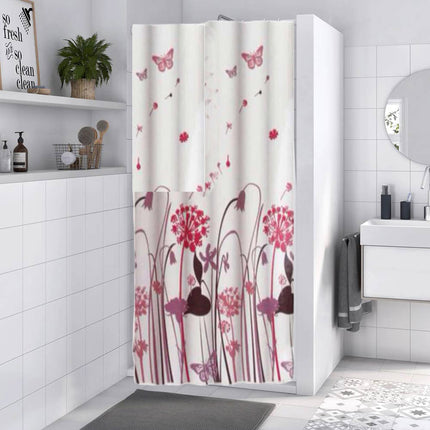 Tenda per doccia vasca da bagno impermeabile pvc 12 ganci decorata con fiori e farfalle 200x180 cm - enzoled