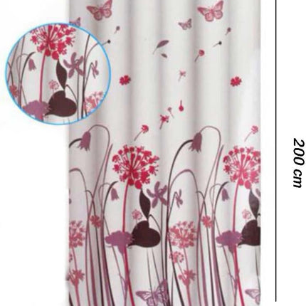 Tenda per doccia vasca da bagno impermeabile pvc 12 ganci decorata con fiori e farfalle 200x180 cm - enzoled