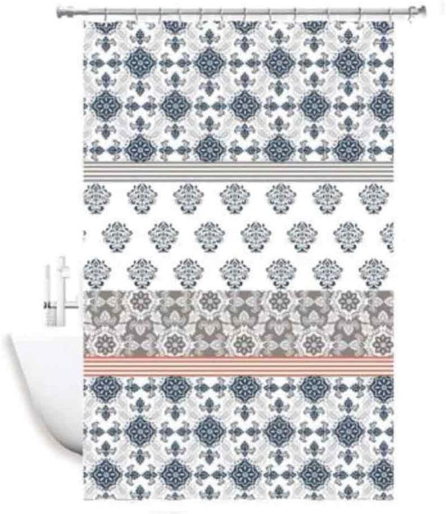 Tenda per doccia vasca da bagno impermeabile pvc 12 ganci decorata stile mosaico 200x180 cm - enzoled