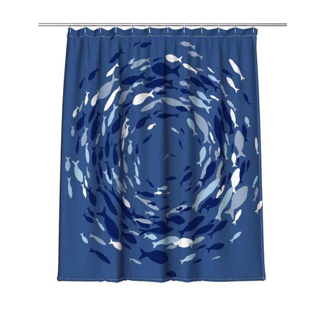 Tenda per doccia vasca da bagno impermeabile pvc 12 ganci stile marino blu con pesci 180x200 cm - enzoled
