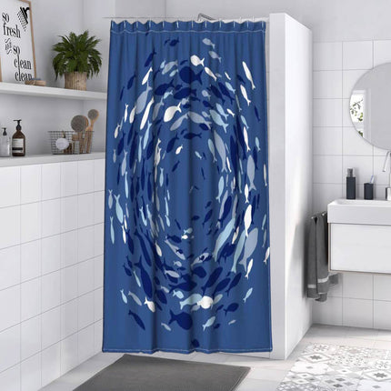 Tenda per doccia vasca da bagno impermeabile pvc 12 ganci stile marino blu con pesci 180x200 cm - enzoled