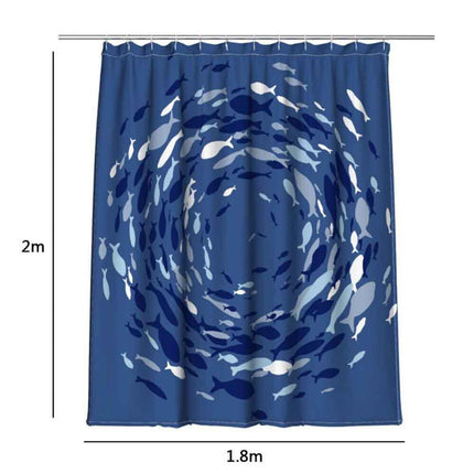 Tenda per doccia vasca da bagno impermeabile pvc 12 ganci stile marino blu con pesci 180x200 cm - enzoled