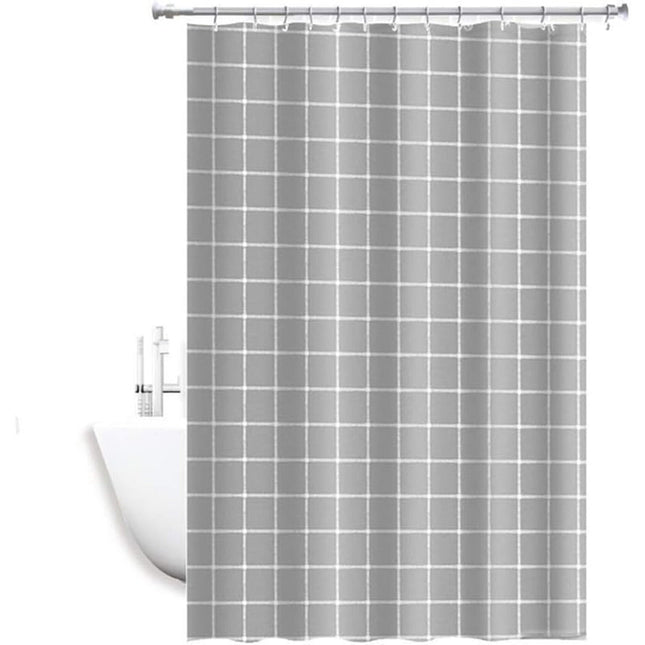 Tenda per doccia vasca da bagno impermeabile tessuto pvc 12 a quadri ganci in plastica perforata 180x200 cm - enzoled