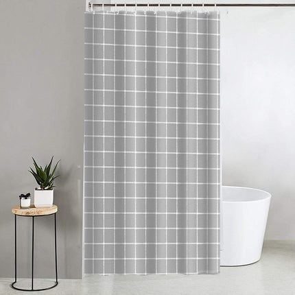 Tenda per doccia vasca da bagno impermeabile tessuto pvc 12 a quadri ganci in plastica perforata 180x200 cm - enzoled
